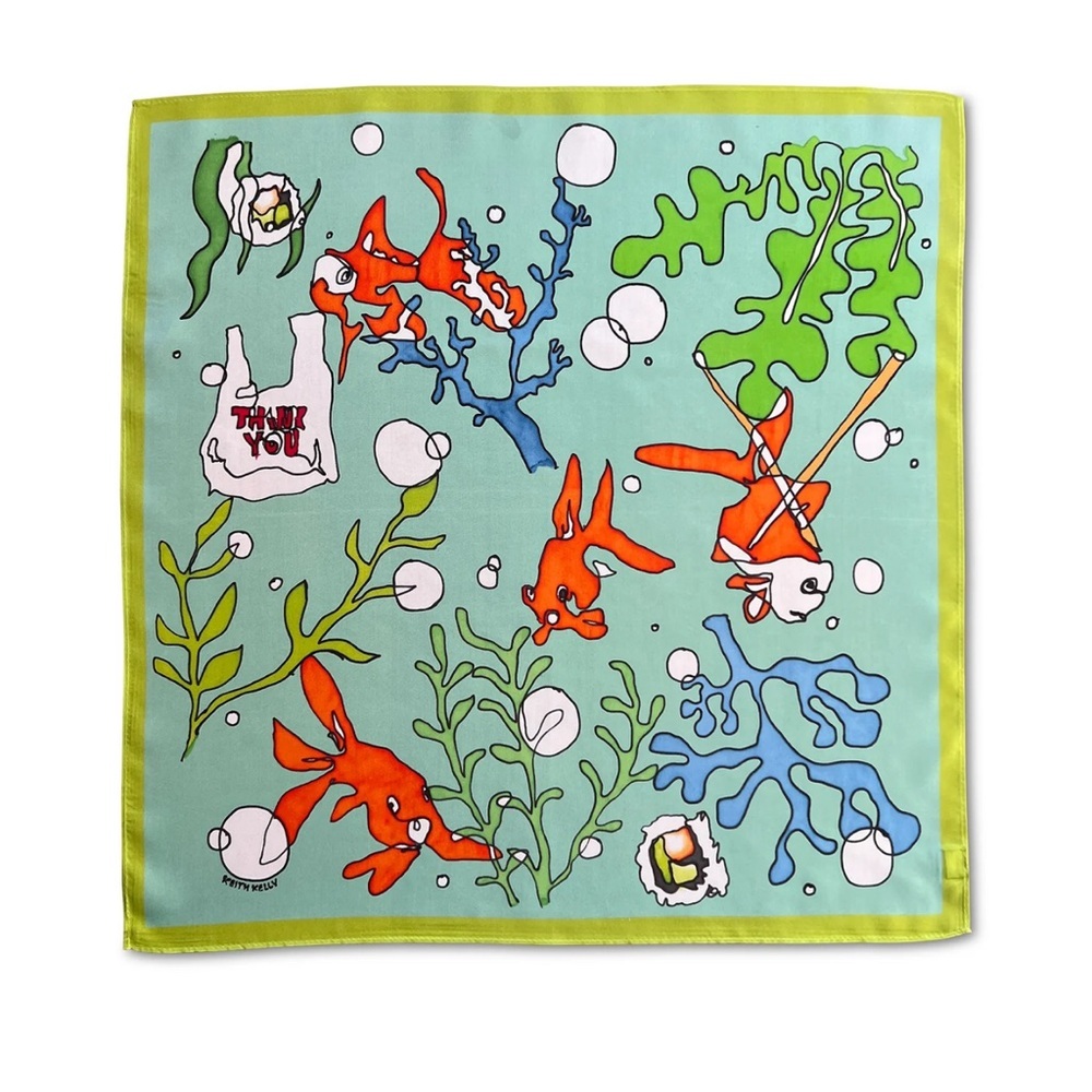 Keith Kelly Fish Food Silk Scarf